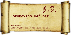 Jakubovics Döniz névjegykártya